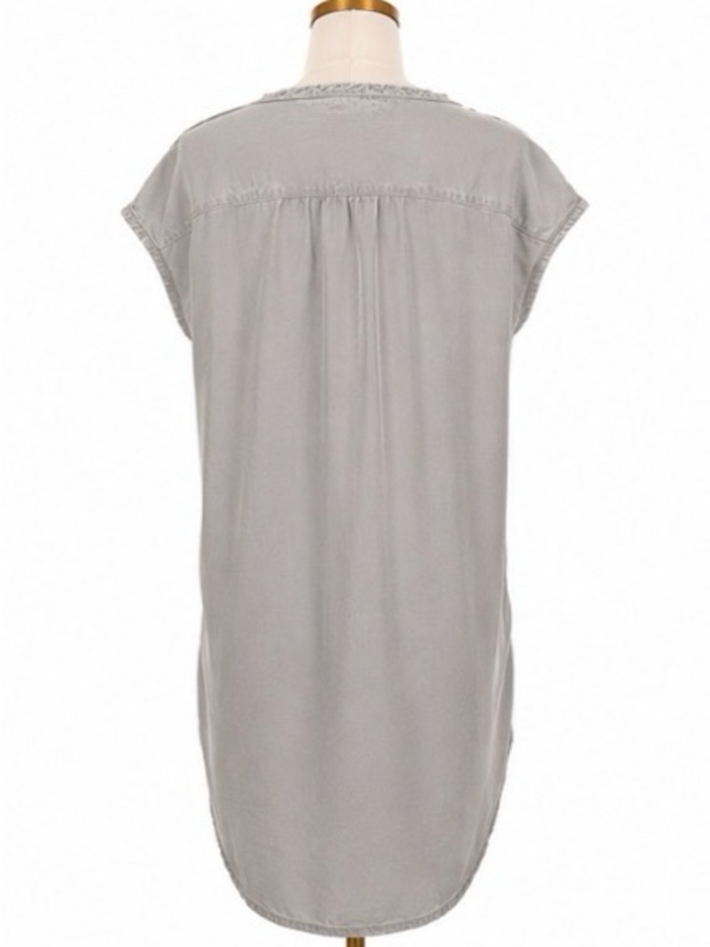 Cloth & Stone Gray Tencel Tunic Shirt Dress Size Medium High Low - Picture 3 of 5